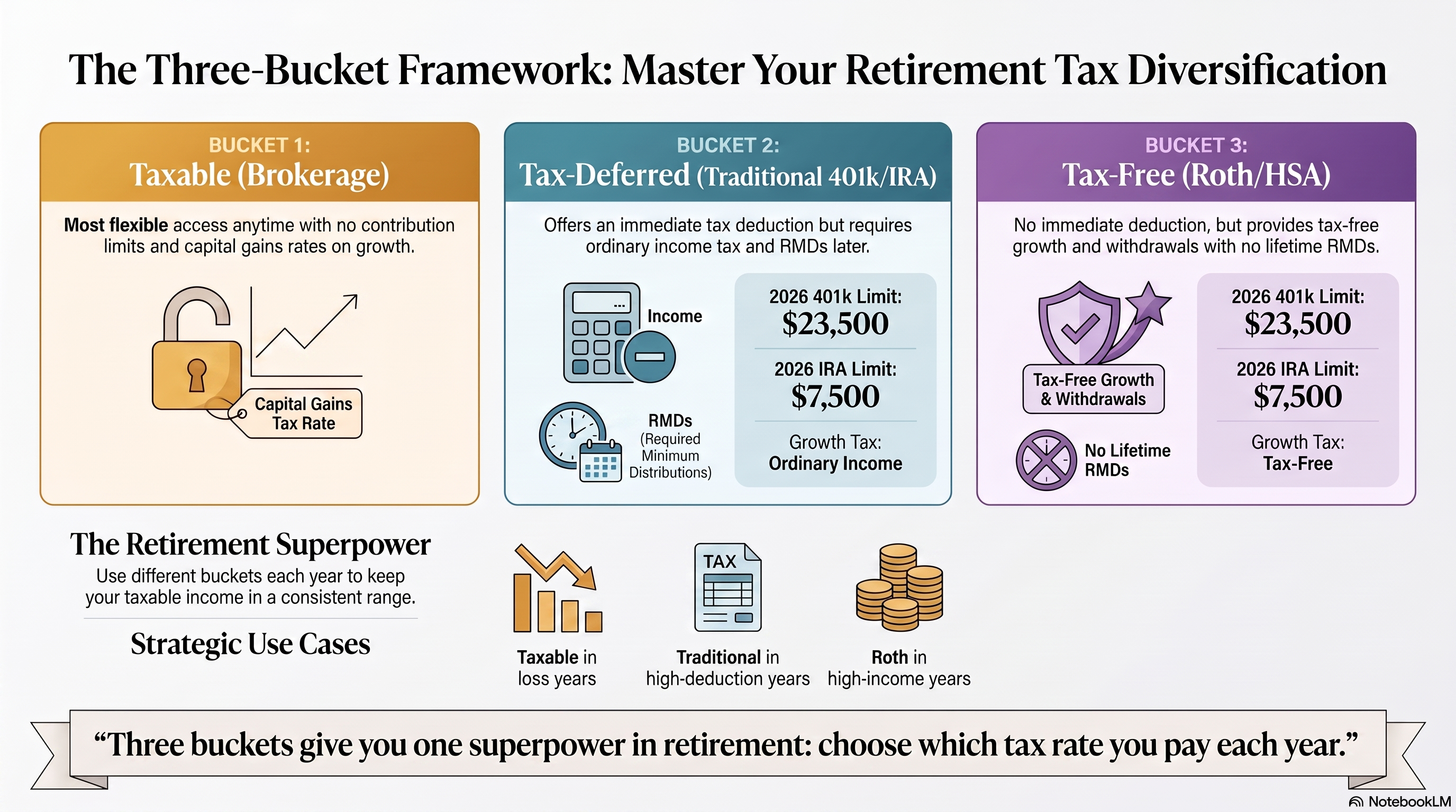 The Three-Bucket Framework: Master Your Retirement Tax Diversification